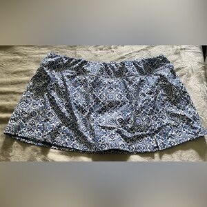Lands’ End Royal And Navy Blue Print Swim Skirt Size 18
